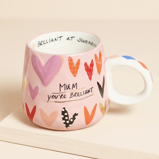 House of Disaster Small Talk 'Mum You're Brilliant' Mug  A quirky mug with a wonky, handmade shape