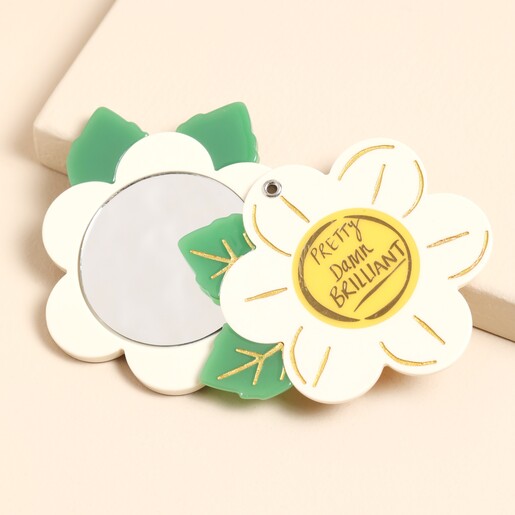  'Pretty Damn Brilliant' Flower Compact Mirror