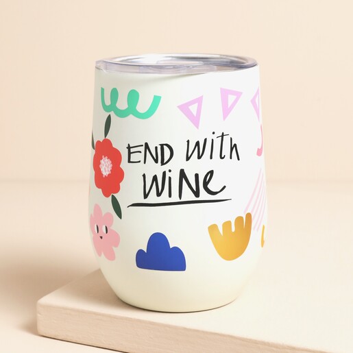 A bold travel mug designed for caffeine lovers