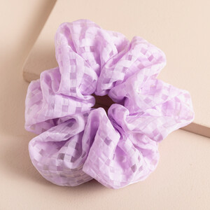 Purple Organza Check Hair Scrunchie