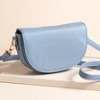 Vegan Leather Half Moon Crossbody Bag in Blue