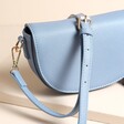 Vegan Leather Half Moon Crossbody Bag in Blue