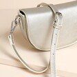 Vegan Leather Half Moon Crossbody Bag in Silver