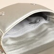 Vegan Leather Half Moon Crossbody Bag in Silver