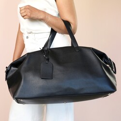 Vegan Leather Weekend Holdall Bag in Black