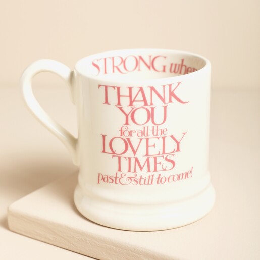 Back of the Emma Bridgewater Seconds Pink Toast Soul Sisters 1/2 Pint Mug