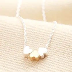 Estella Bartlett Multi Heart Bead Necklace in Silver and Gold