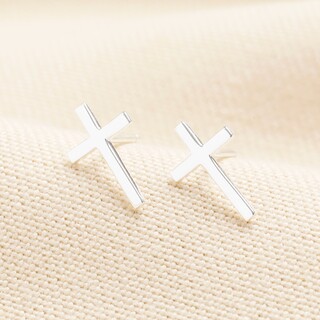 Sterling Silver Cross Stud Earrings