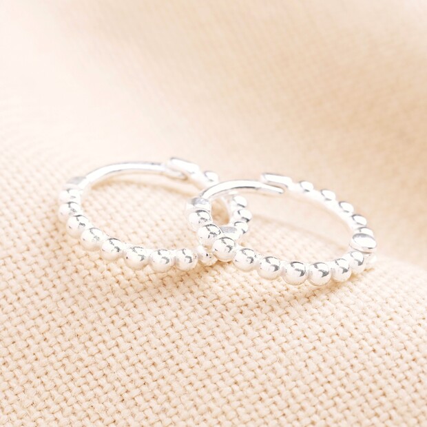 Sterling Silver Dotted Huggie Hoop Earrings | Lisa Angel
