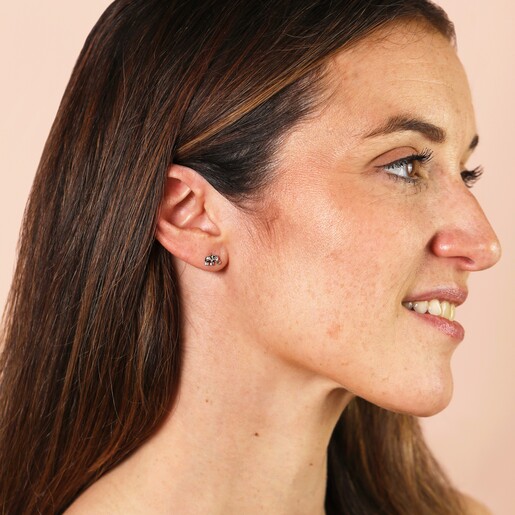 Model Shot of Sterling Silver Mini Elephant Stud Earrings