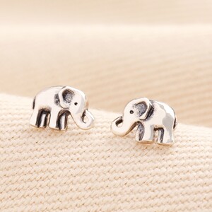 Sterling Silver Elephant Stud Earrings