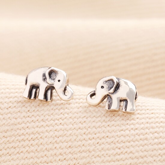 Sterling Silver Elephant Stud Earrings