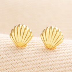 Sterling Silver Shell Stud Earrings in Gold