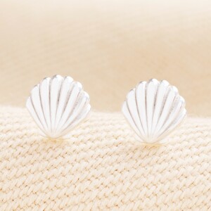 Sterling Silver Shell Stud Earrings in Silver