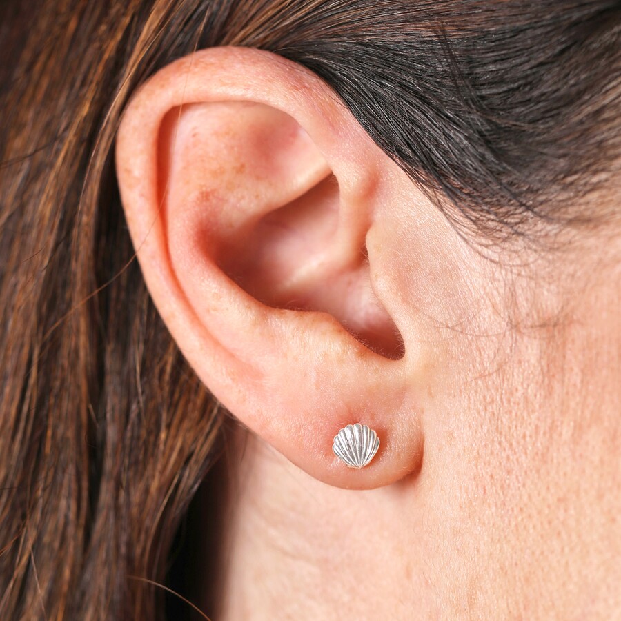 Dew Orecchini Tondi In Argento 925 E Conchiglia – Tondi, Ipoallergenici, Gioielli Eleganti Per Donna, Idea Regalo Compleanno/Natale