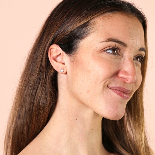 Sterling Silver Shell Stud Earrings in Silver