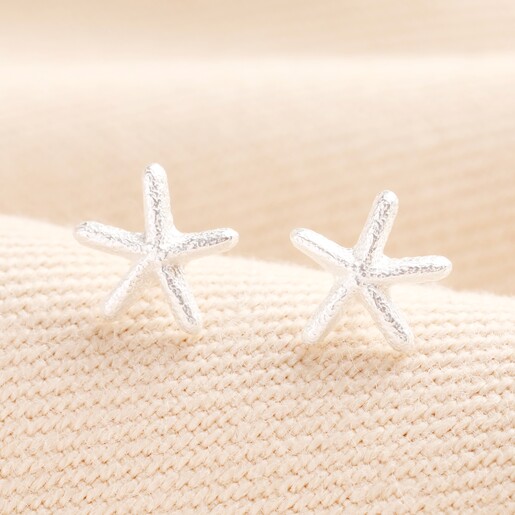 Sterling silver starfish-shaped stud earrings