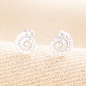 Sterling Silver Swirl Shell Stud Earrings