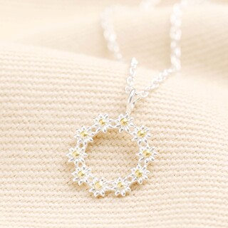 Sterling Silver Daisy Flower Crown Necklace