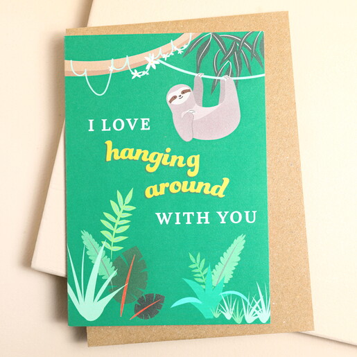 Hanging Around Sloth Greetings Card
