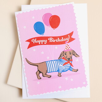 Sausage Dog Birthday Card