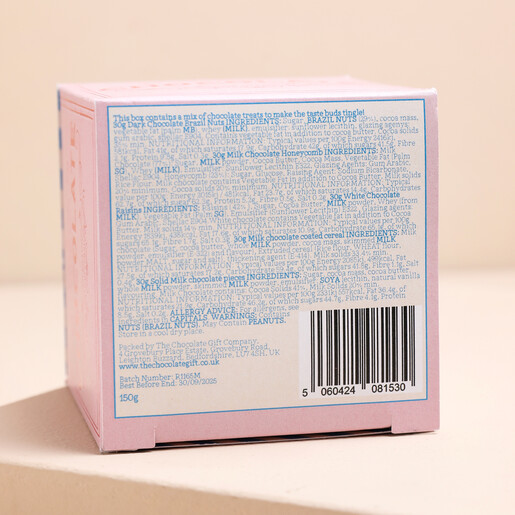 The Chocolate Gift Company Chocolates back of box with ingredients