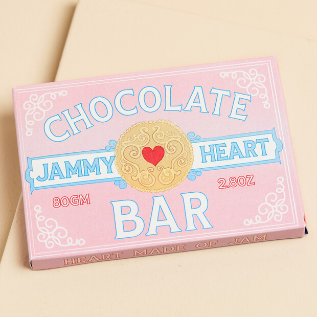 The Chocolate Gift Company Jammy Heart Chocolate Bar
