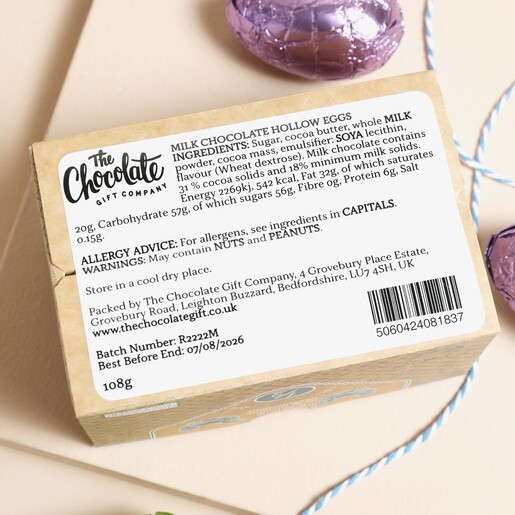 Packaging for the The Chocolate Gift Company Half Dozen Chocolate Eggs