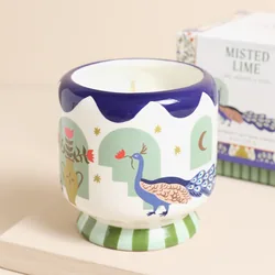 Paddywax Misted Lime Peacock Ceramic Candle