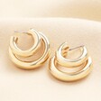 A pair of double hoop earrings in polished gold.