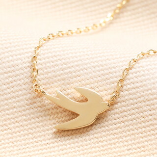 Flying Bird Pendant Necklace in Gold