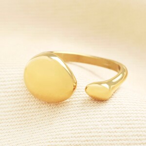 Adjustable Stainless Steel Chunky Pebble Ring in Gold