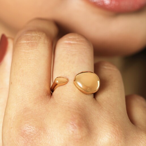 Adjustable Chunky Stainless Steel Pebble Ring