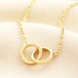 Stainless Steel Interlocking Circles Pendant Necklace in Gold