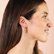 Model Shot of Stainless Steel Paperclip Earrings in Gold