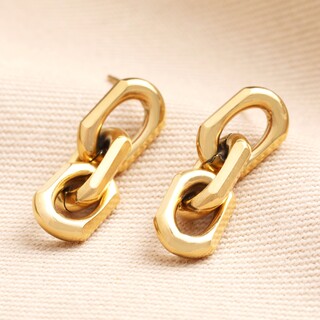 Stainless Steel Paperclip Drop Earrings in Gold