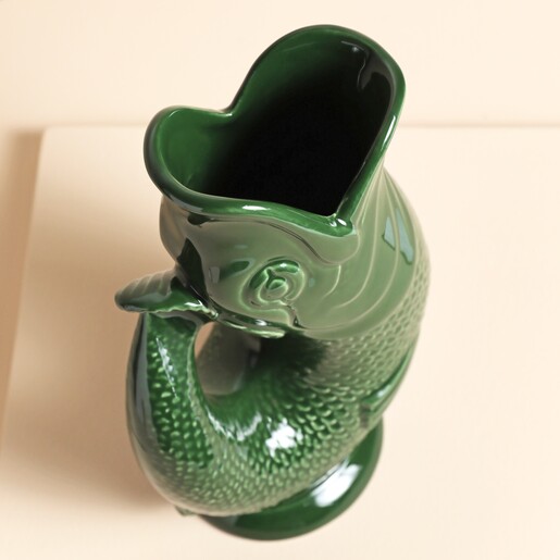 Above View Above View of 750ml Medium Woodland Green Ceramic Gurgle Jug