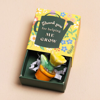 Tiny Matchbox Ceramic Thank You For Helping Me Grow Token