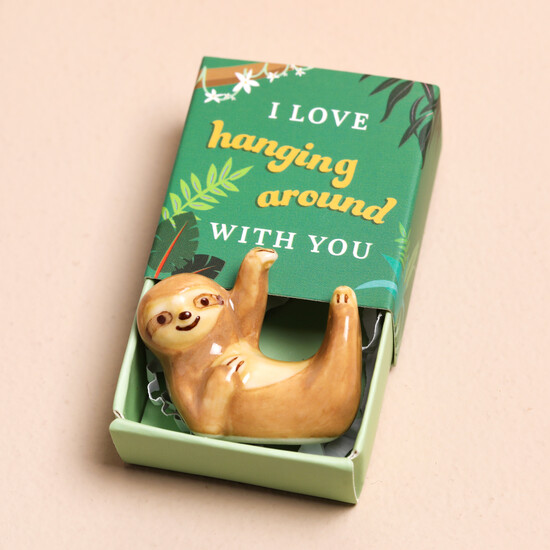 Tiny Matchbox Ceramic Sloth Token