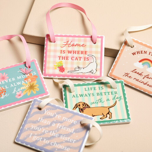 Pink 'Home is Where the Cat is' Hanging Decoration selection of hangings