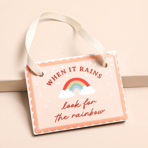 Orange 'Look for the Rainbow' Hanging Decoration on a neutral background