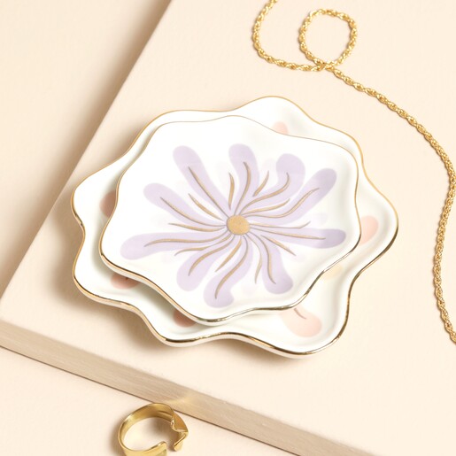 Set of 2 Wavy Organic Floral Trinket Dishes