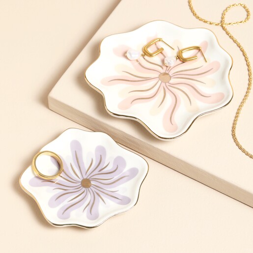 Set of 2 Wavy Organic Floral Trinket Dishes