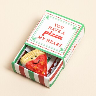 Tiny Matchbox Ceramic Pizza Token