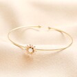 Adjustable Opal Flower Open Bangle in Gold