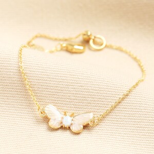 Opal Butterfly Charm Bracelet in Gold