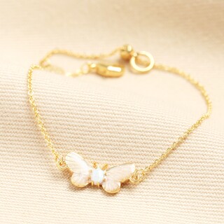 Opal Butterfly Charm Bracelet in Gold