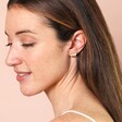 Pink Enamel Butterfly Stud Earrings on a model