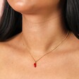 Close Up Model Shot of Red Chilli Pendant Necklace in Gold