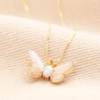 Opal Butterfly Pendant Necklace in Gold